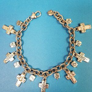 Brighton Silver Plated Purity Crystal Cross Charm Bracelet